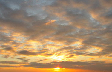 landscape with clouds sunset over the horizon