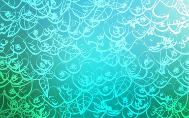 Light Blue, Green vector cover with cuisine gourmet. Beautiful colored illustration with food in doodle style. Template for meal cooking in kitchen.