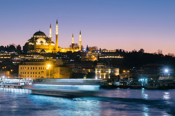 Fototapeta premium Istanbul, Turkey - Jan 10, 2020: View of the Suleymaniye mosque in Istanbul, Turkey.