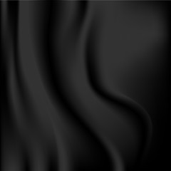 Abstract empty black cloth or fabric wave texture wall background, Vector illustration