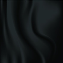 Abstract empty black cloth or fabric wave texture wall background, Vector illustration