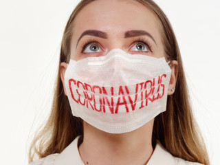 antiviral face mask on a gray background. coronavirus epidemic.