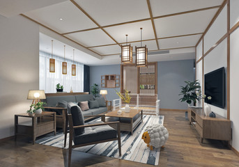 3d render. Modern living room interior.