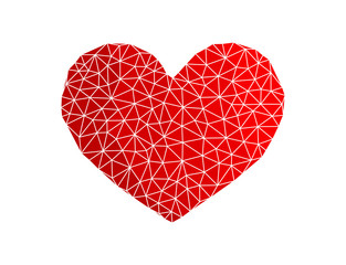 Red heart made of triangles