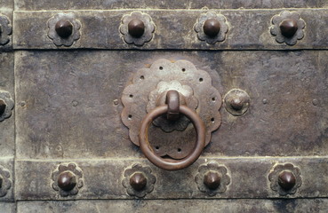 17th century style old circular door knocker, Pune, Maharashtra, India
