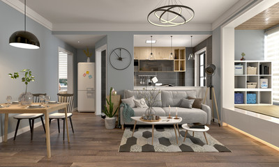 3d render. Modern living room interior.