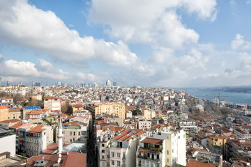 Fototapeta na wymiar View over the city of Istanbul and Bosporus from above