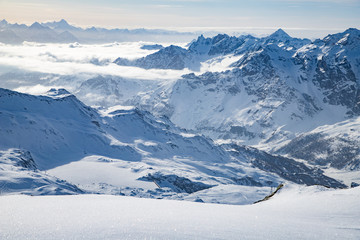Fototapeta premium snow covered peaks in the Swiss Alps Matterhorn glacier paradise