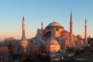 Istanbul, Turkey - Jan 11, 2020: Turkey Istanbul Elevated view of the Hagia Sophia Mosque