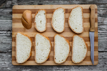   white bread on a cutting board