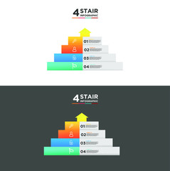 4 stair step timeline infographic element. Business concept with four options and number, steps or processes. data visualization. Vector illustration.