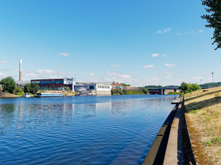 Fototapeta premium River Trent flowing past the Trent Embankment in Nottingham