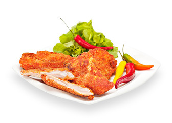 Delicious Crispy Chicken Fillet in batter with chilly peppers
