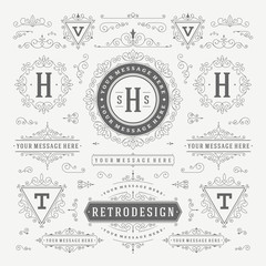 Obraz premium Vintage ornaments swirls and scrolls decorations design elements vector set flourishes ornate calligraphic combinations