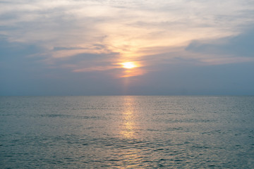 Beautiful landscape summer sea In the morning sunrise or evening sunset. Beautiful beach and tropical sea, Wave of the sea on the sand beach and Nature background