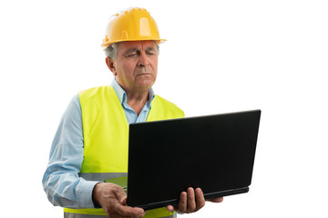 Architect looking at laptop