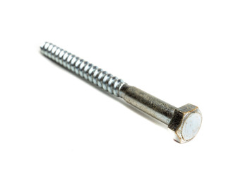 Große Stahlschraube auf weißen Hintergrund	