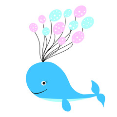  blue whale illustration vector nursery