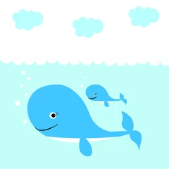 Crédence de cuisine en verre imprimé Baleine pépinière de vecteur d& 39 illustration de baleine bleue