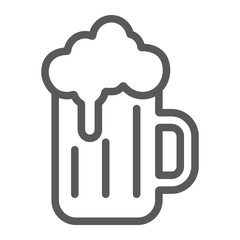 Beer line icon, st patrick's day and alcohol, glass of beer sign, vector graphics, a linear pattern on a white background, eps 10.