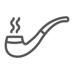 Smoking pipe line icon, st patrick's day and retro, tobacco pipe sign, vector graphics, a linear pattern on a white background, eps 10.