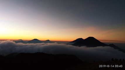 sunset in mountains
