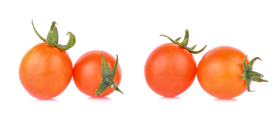 Grape or cherry tomatoes isolated on white background.