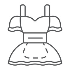 Beer girl dirndl costume thin line icon, st patrick's day and oktoberfest, patrick's dress sign, vector graphics, a linear pattern on a white background, eps 10.