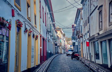 Fototapeta na wymiar Street in Ponta Delgada, Azores, Portugal.