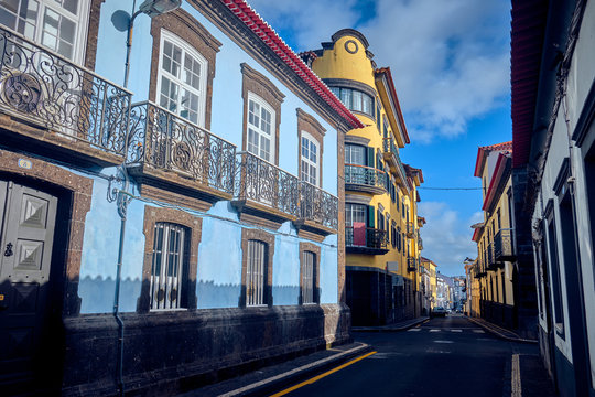 Fototapeta Street in Ponta Delgada, Azores, Portugal.