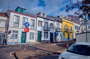 Street in Ponta Delgada, Azores, Portugal.