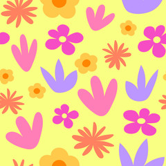 Fototapeta na wymiar Flowers. Seamless pattern. Flat vector illustration with the image of flowers. Isolated.