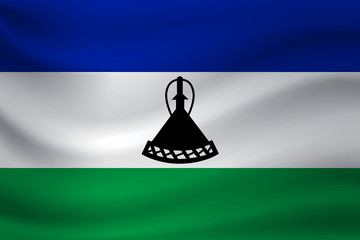 Waving flag of Lesotho. Vector illustration
