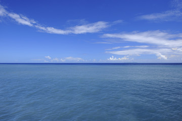 Blue ocean and sky with white cloudy in Pacific Ocean Taitung County