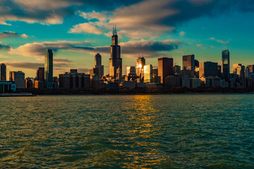 Chicago skyline at sunset, January 2019