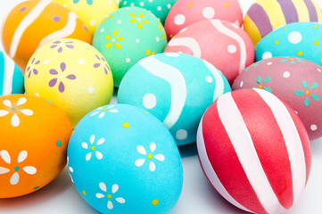 Perfect colorful handmade painted easter eggs