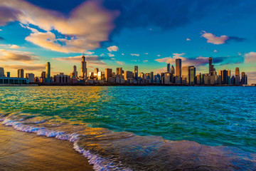 Chicago skyline at sunset, January 2019