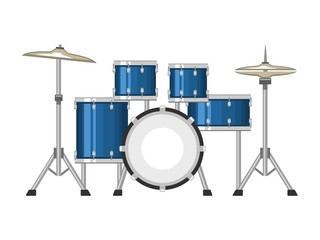 Professional drum set on white background, vector illustration