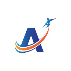 letter A Air travel logo design template-vector