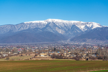 Panoramic view of the Ismayilli city, located in the north of Azerbaijan