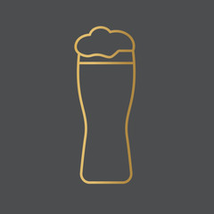 golden beer glass icon- vector illustration