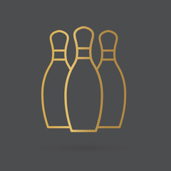 golden bowling icon- vector illustration