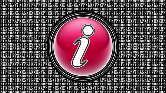 Internet icon. Binary code ( array of bits ) in the screen. Looping footage. Illustration.