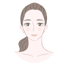 正面を向いた女性の顔 