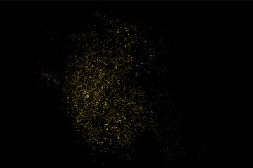 Fototapeta na wymiar Gold glitter texture isolated on black. Amber particles color. Celebratory background. Golden explosion of confetti. Vector illustration,eps 10.