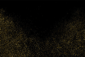 Gold glitter texture isolated on black. Amber particles color. Celebratory background. Golden explosion of confetti. Vector illustration,eps 10.