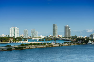 Macarthur Causeway aerial view, Miami.