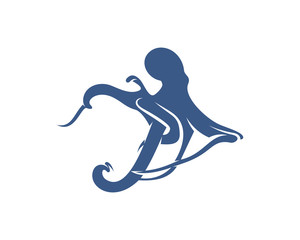 Octopus logo vector template. Isolated octopus design on white background. Illustration