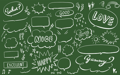 手描きペン風吹き出しセット(黒板)