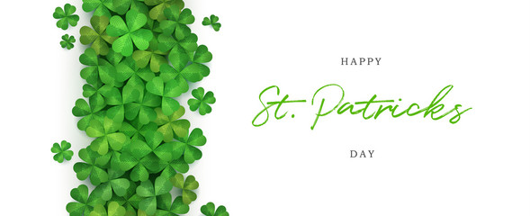 Fototapeta Happy St. patrick's day celebration greeting banner with copy space vector illustration template obraz